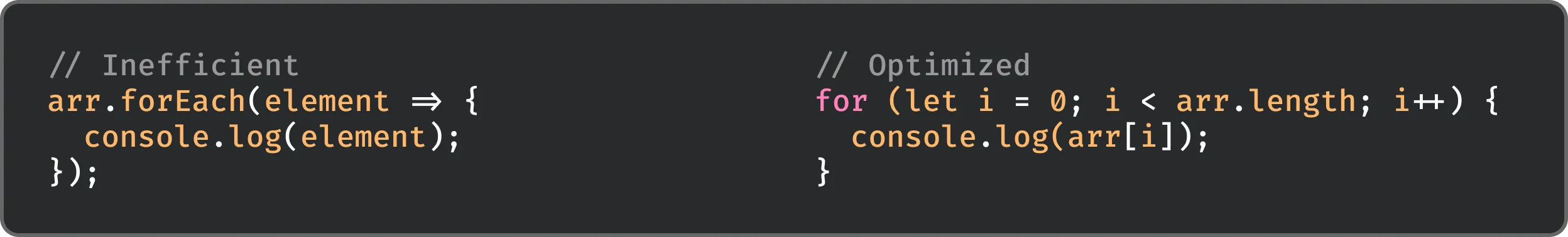 ‘forEach’ with standard ‘for’ loops