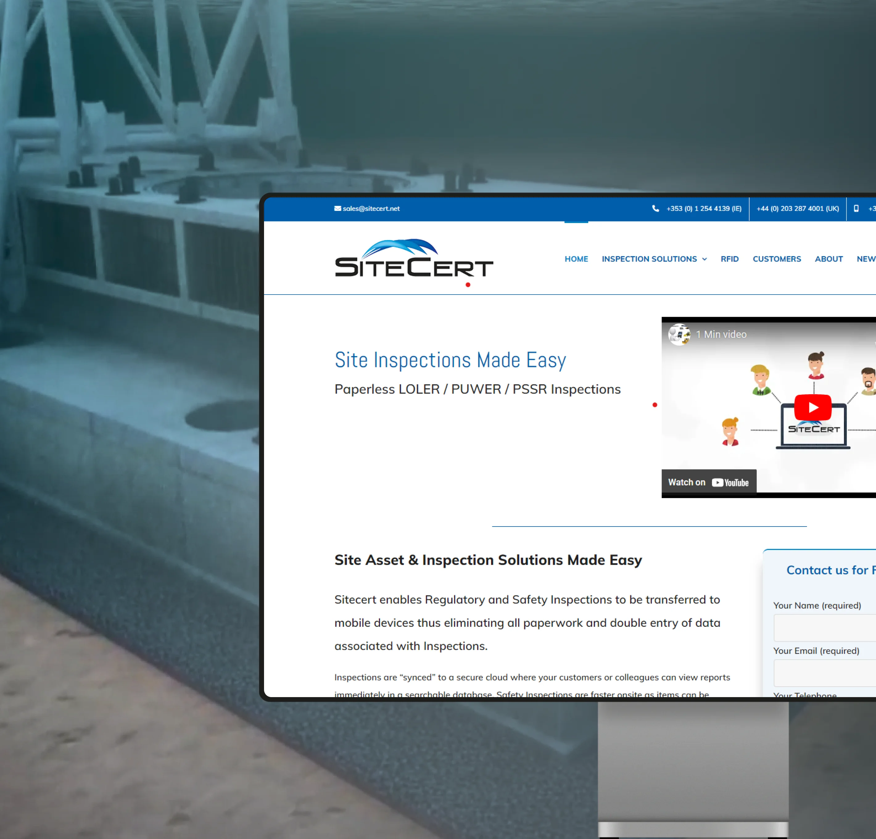 Paperless Inspections software development for Sitecert