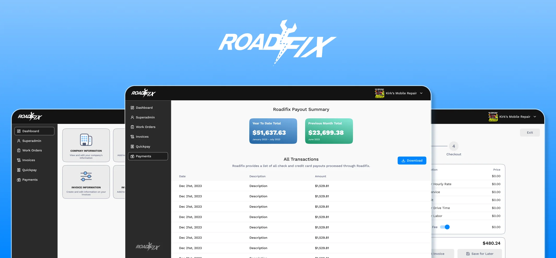 Custom software development services for Roadifix