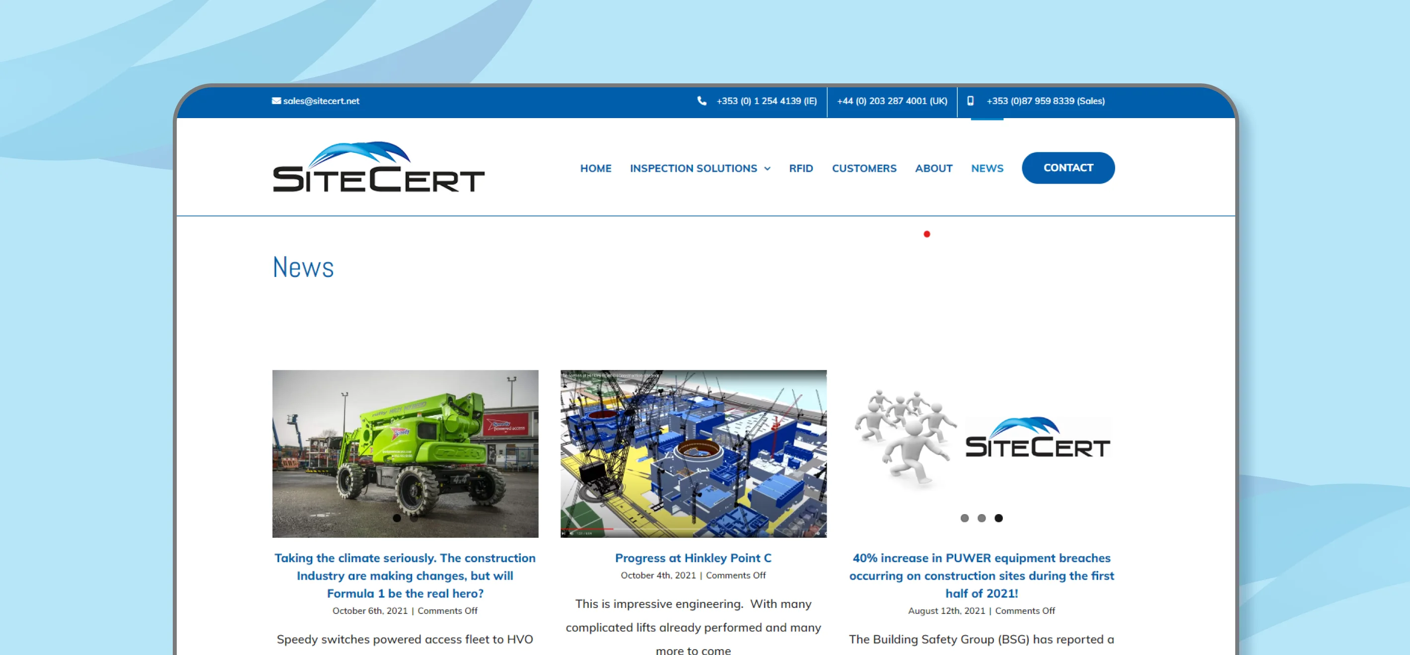 Building site inspector tool for Sitecert